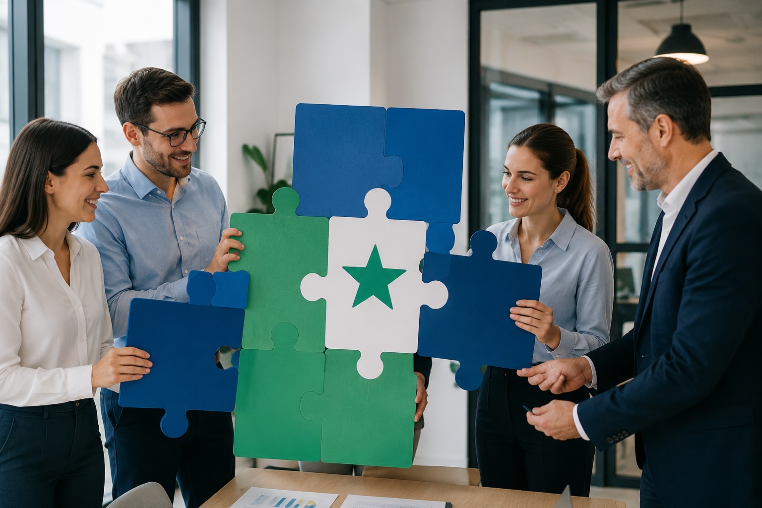 Team che compone un puzzle: migliorare la conoscenza delle persone