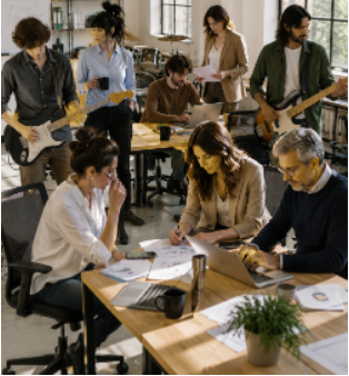 Team di persone che collaborano come metafora organizzativa