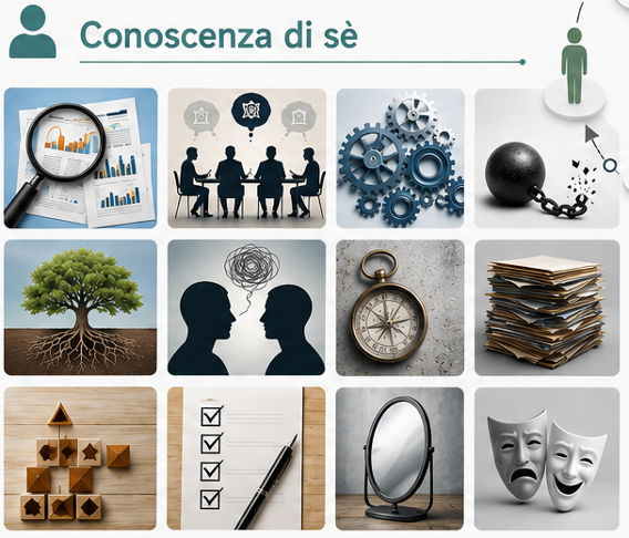 Conoscenza di sé — mosaico di immagini